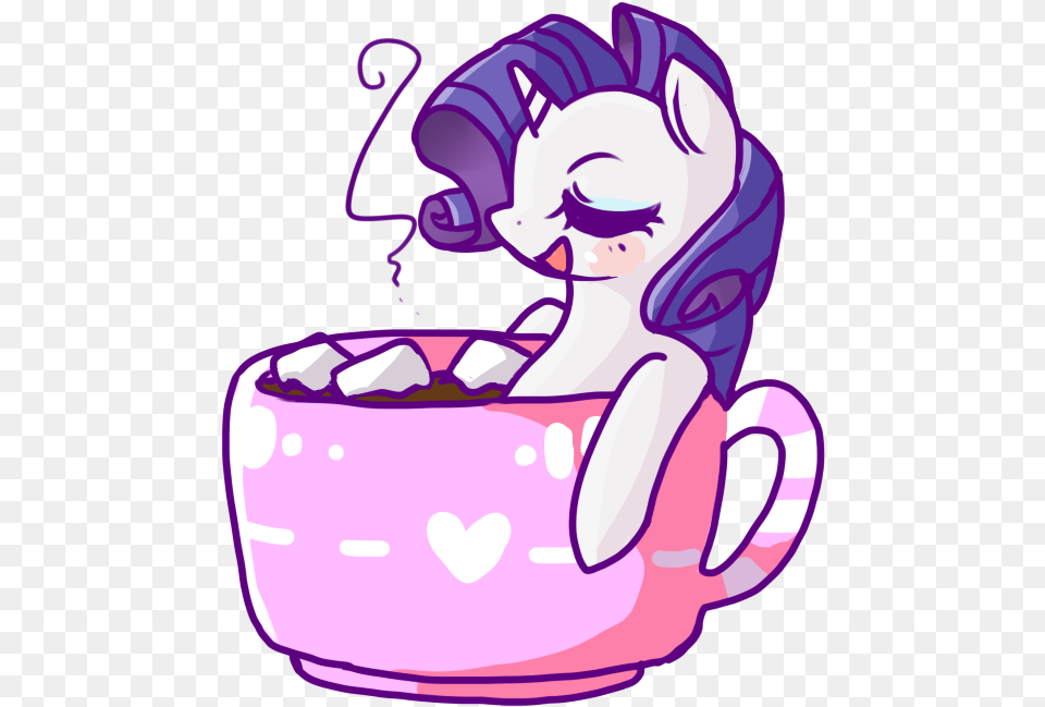 Artist Matcharoll Of Pony Drink Chocolate Mlp Rarity With Marshmallow, Purple, Cup, Baby, Person Free Png Download