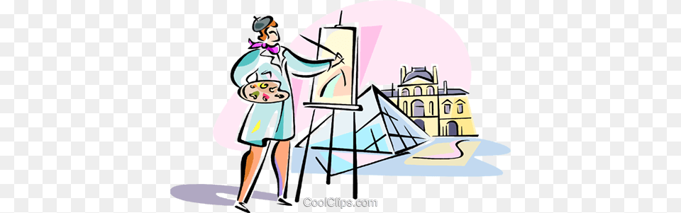 Artist Painting Louvre Paris Royalty Vector Clip Art, Book, Comics, Publication, Person Free Png Download