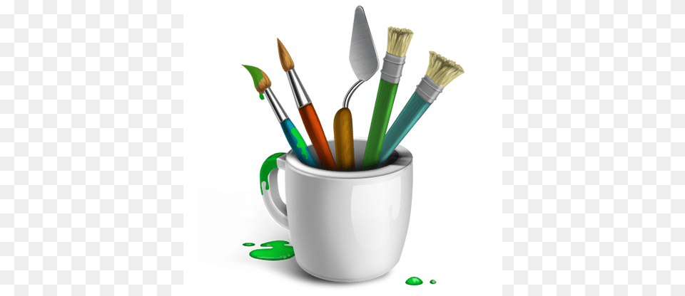 Artistic Paint Brushes And Cup Icon Download The Paint Brushes Icon, Brush, Device, Tool Free Png
