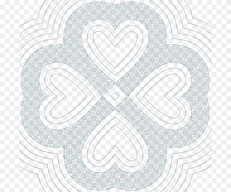 Artistic Quilt With Stippling Stitches Heart, Pattern, Emblem, Symbol Free Transparent Png