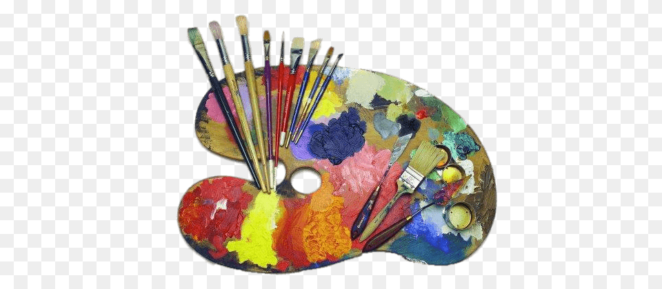 Artists Palette And Supplies, Paint Container, Brush, Device, Tool Png