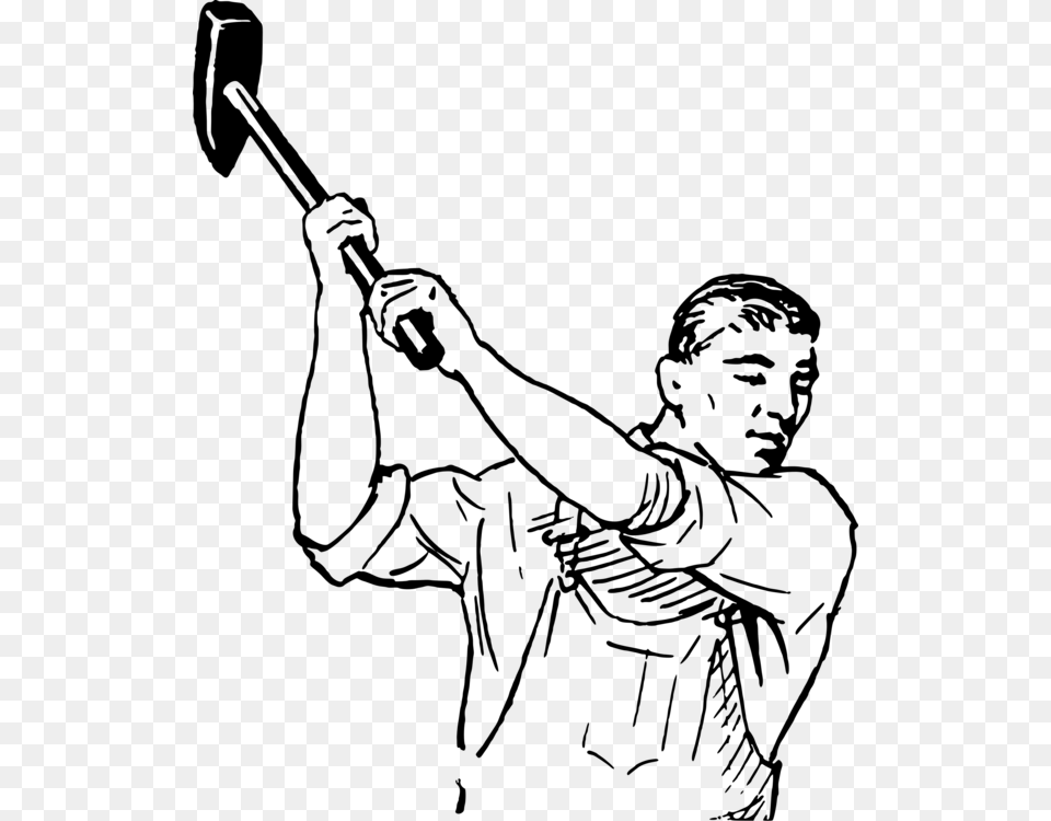 Artmonochrome Photographyartwork Man With Sledgehammer Clipart, Gray Free Png