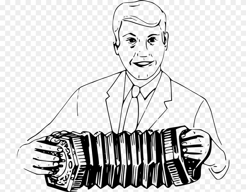 Artmonochrome Photographyhuman Man Playing Concertina, Gray Free Png Download