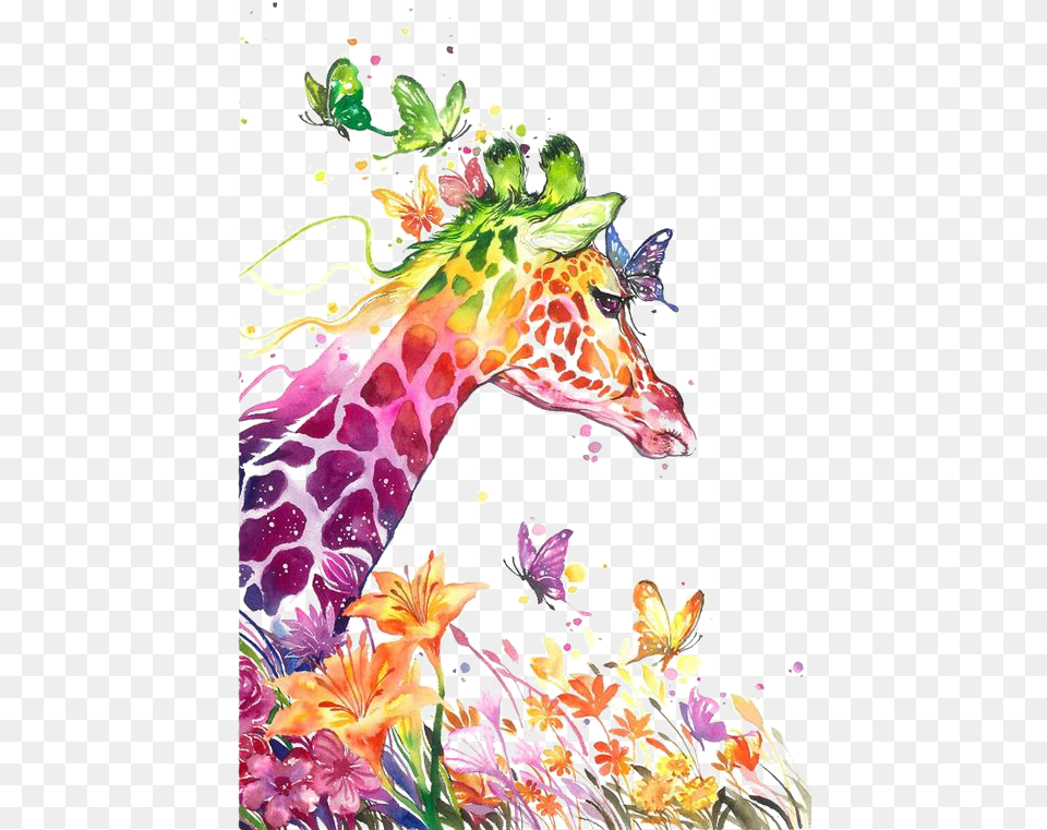 Arts Canvas Watercolor Visual Giraffe Print Painting Giraffe Diamond Painting, Art, Floral Design, Pattern, Graphics Free Transparent Png