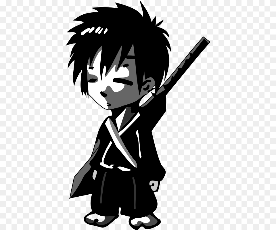 Artsilhouetteblack Hair Samurai Anime Dibujo, Book, Comics, Publication, Adult Png Image