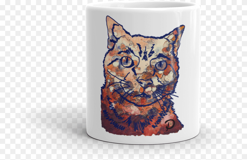 Artsy Cat Mug Coffee Cup, Art, Porcelain, Pottery, Animal Png Image
