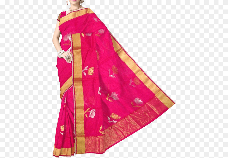 Artsy Silk Cotton Handwoven Chanderi Saree, Clothing, Sari, Coat Free Png Download