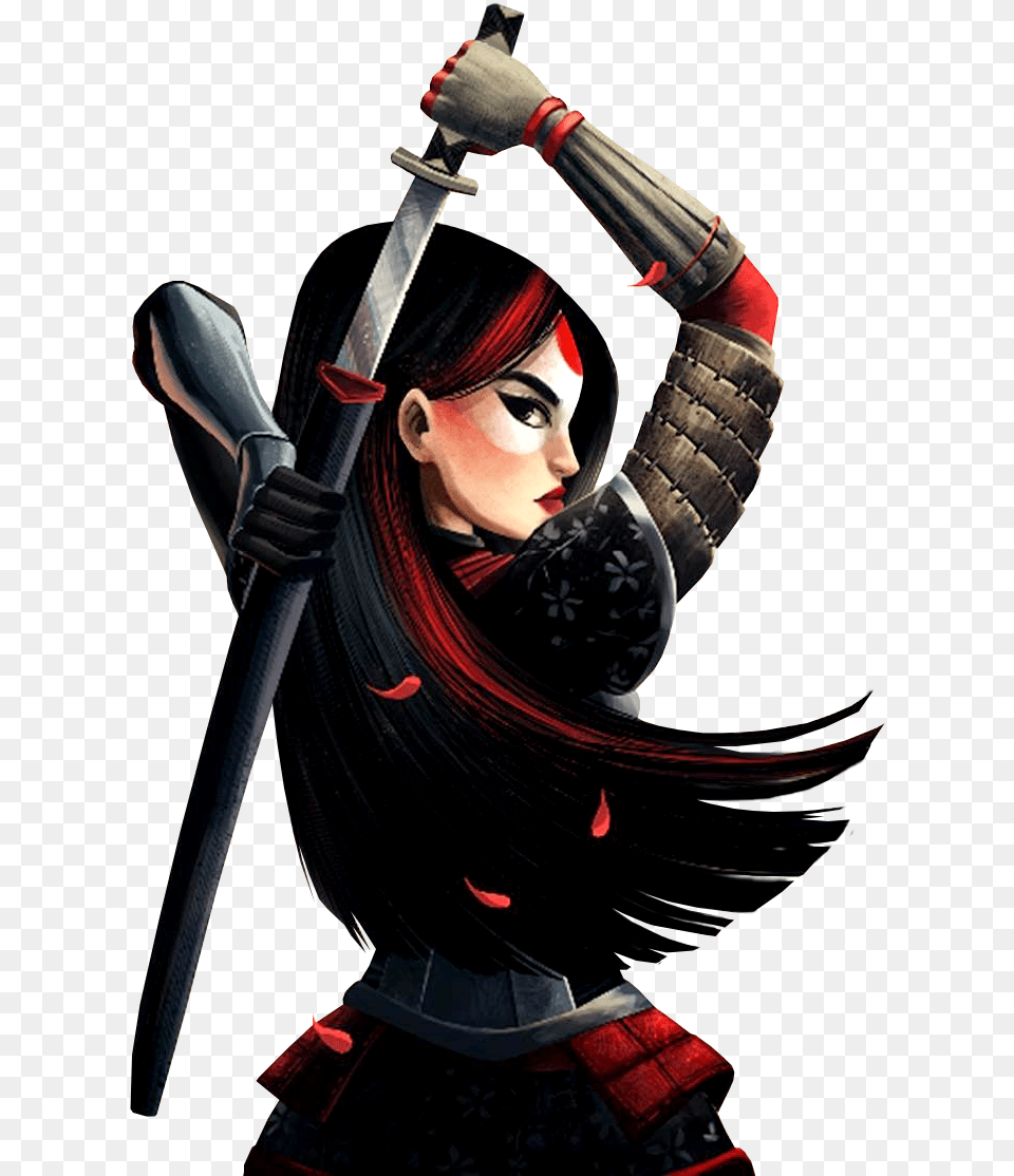 Artwork Super Hero Girl Katana, Person, Samurai, Adult, Female Free Transparent Png