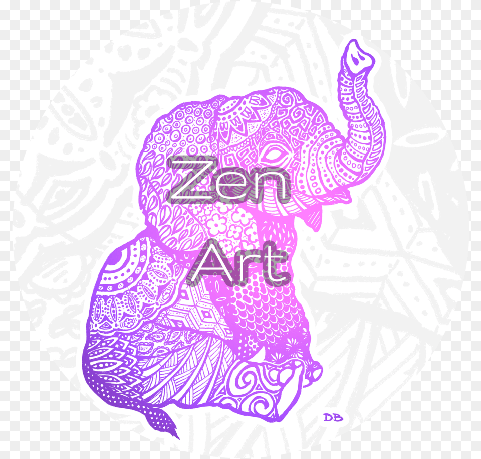 Artwork U2014 Dan Bingham Art Zen Circle, Purple, Animal, Elephant, Mammal Png Image