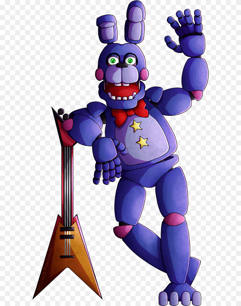 Artworkoh Hey Here39s My Piece For The Ucn Mega Collab Fnaf Rockstar Bonnie, Baby, Person, Cartoon, Blade Free Png Download