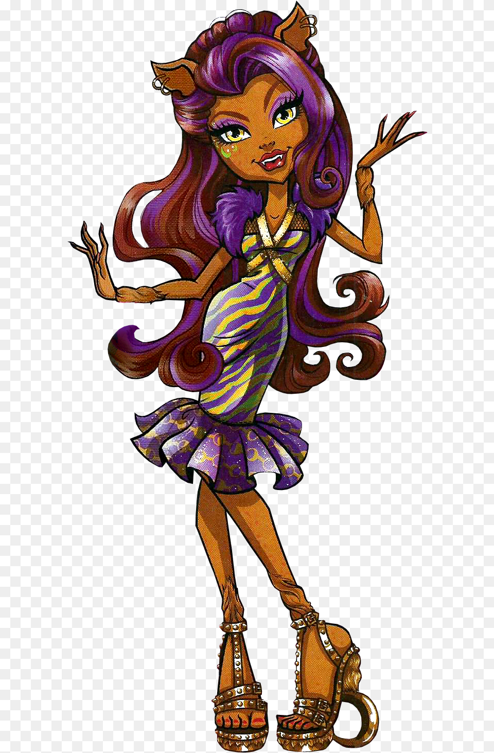 Artworkpng De Clawdeen Wolf Monster High Dance The Fright Away, Adult, Purple, Person, Female Png Image