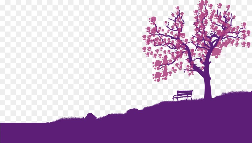 Arvore Direita Old Silhouette, Bench, Furniture, Purple, Flower Free Png