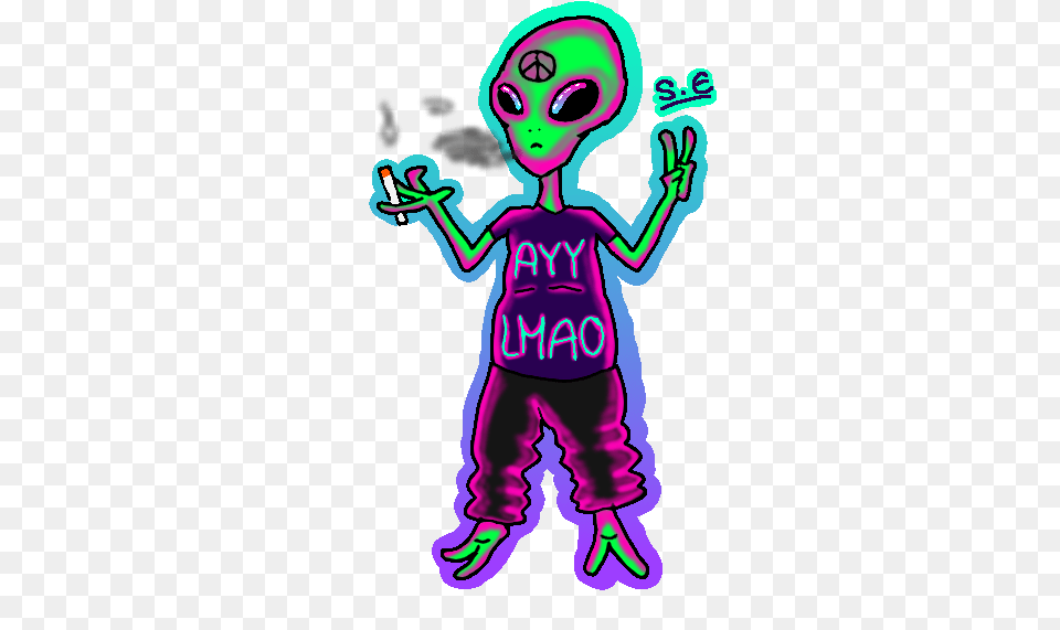 Ary Ma0 Clip Art Pink Fictional Character Purple Cartoon Ayy Lmao Alien, Light, Neon, Baby, Person Png
