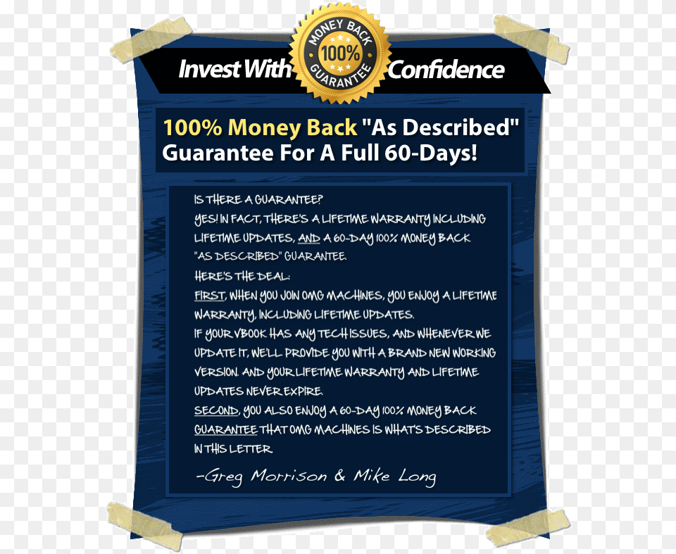 As Described Guarantee Real 100 Money Back Guarantee, Text, Advertisement, Blackboard Png