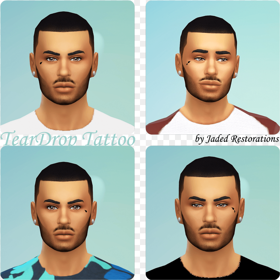 As Pictured A Tear Drop Tattoo Found Under Skin Detail1 Sims 4 Tears Tattoo, Portrait, Photography, Person, Neck Free Png Download