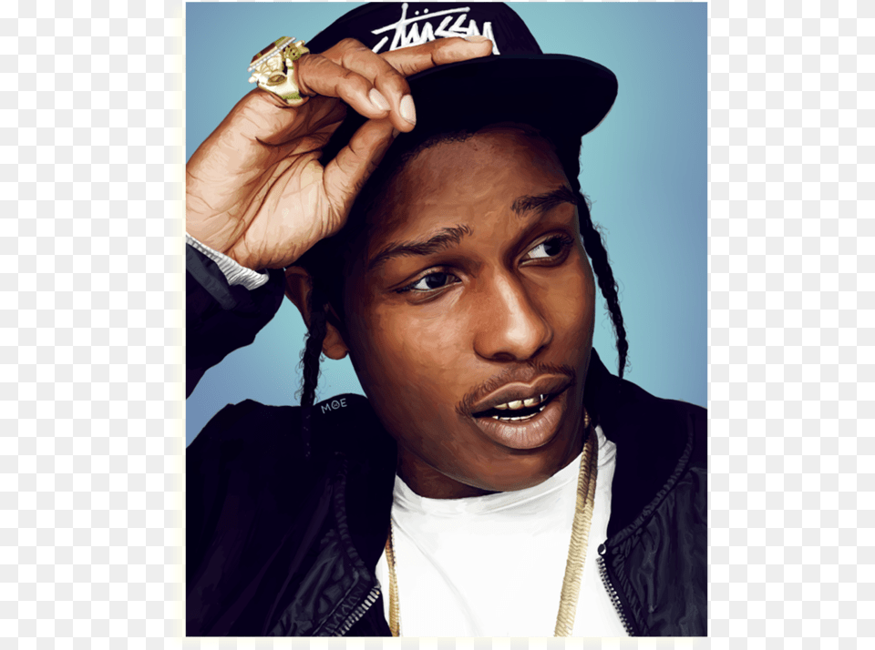 Asap Rocky Wearing Snapback, Finger, Hat, Hand, Person Free Transparent Png
