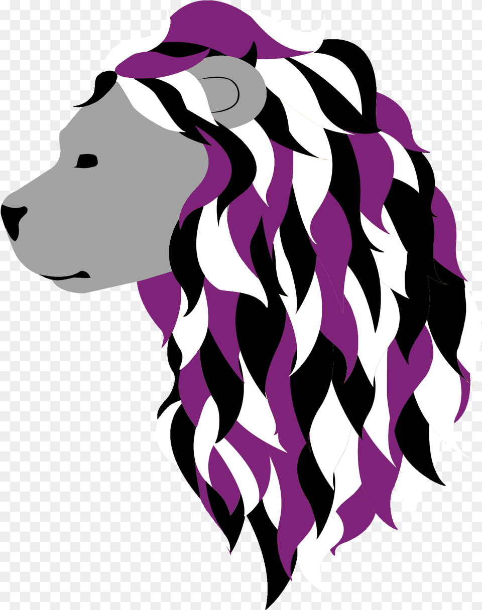 Asexual Pride Lion Illustration, Purple, Adult, Female, Person Png Image