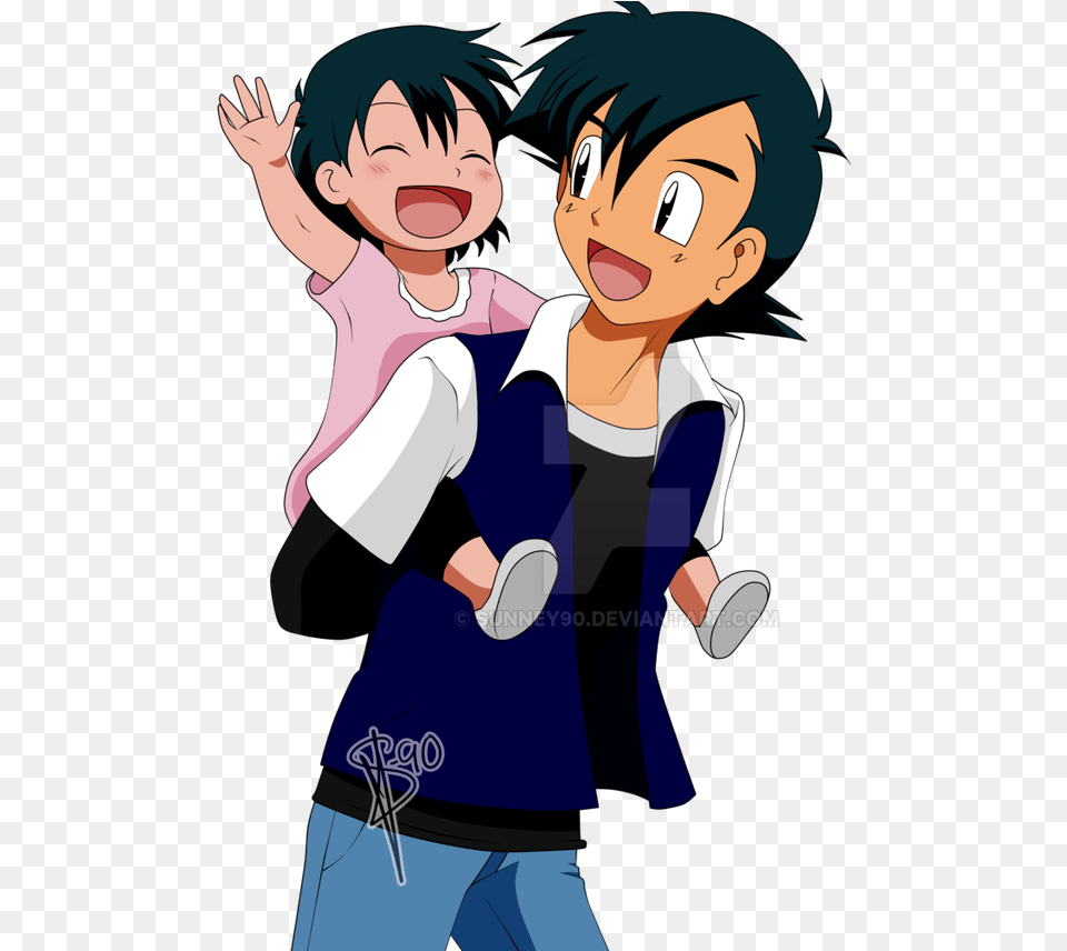 Ash And Alyson Cartoon Characters As Parents, Book, Comics, Publication, Baby Free Png