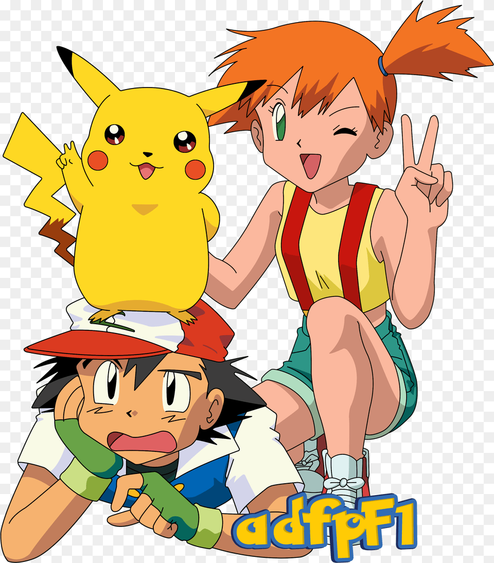 Ash Ketchum Misty And Pikachu, Book, Comics, Publication, Baby Free Png
