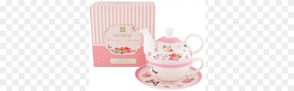 Ashdene Vintage Garden Tea For One Set Ashdene Australian Bone China Tea Cup And Saucer Vintage, Cookware, Pot, Pottery, Teapot Free Png