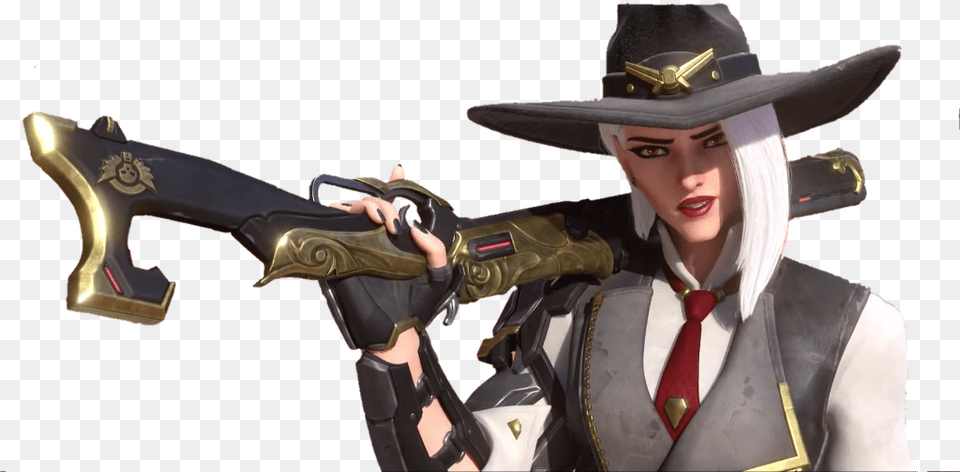 Ashe Overwatch Fanarts Fotoedit New Hero Overwatch Ashe, Weapon, Sword, Clothing, Hat Free Png