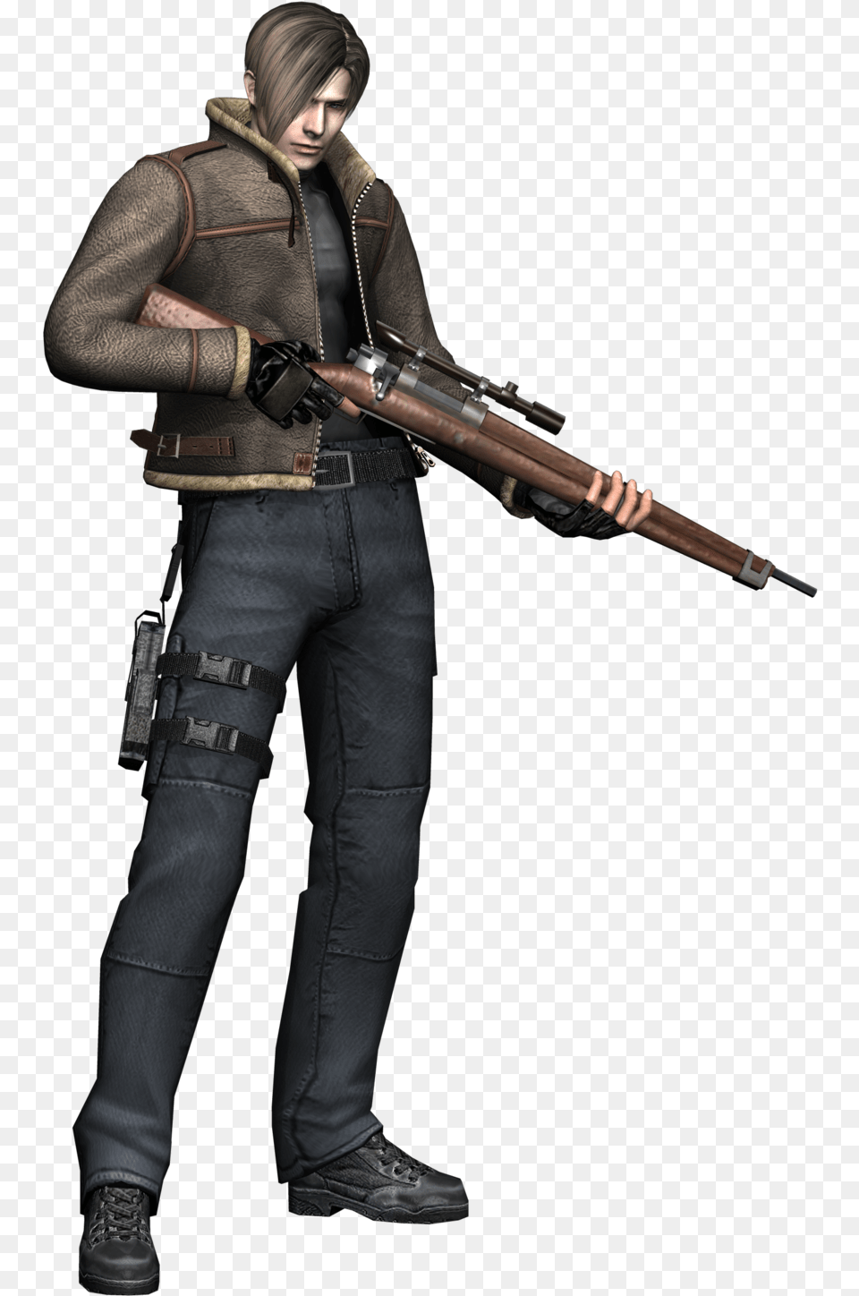Ashley Graham Resident Evil Leon Shotgun, Weapon, Gun, Pants, Firearm Png Image