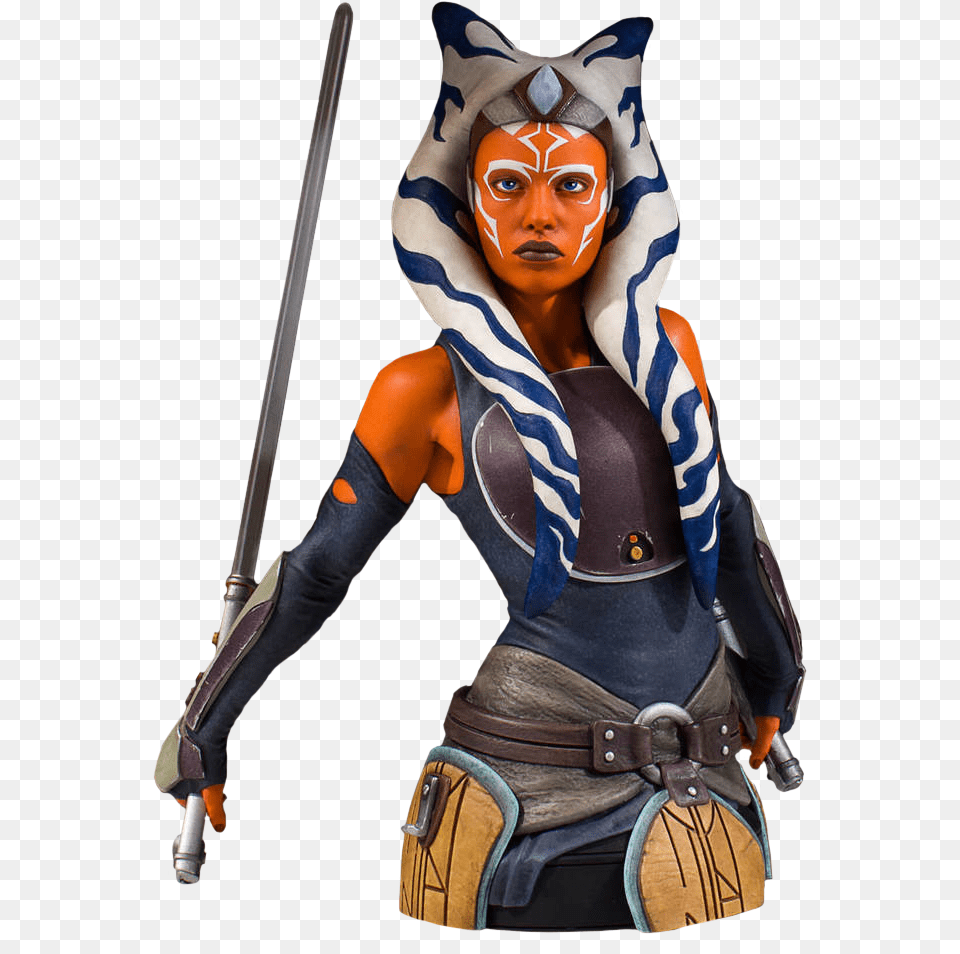 Ashoka Tano 16th Scale Mini Bust Ahsoka Tano, Clothing, Costume, Person, Weapon Free Png Download