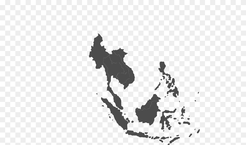 Asia Vector Black And White South East Asia Map, Stencil, Person Free Png Download
