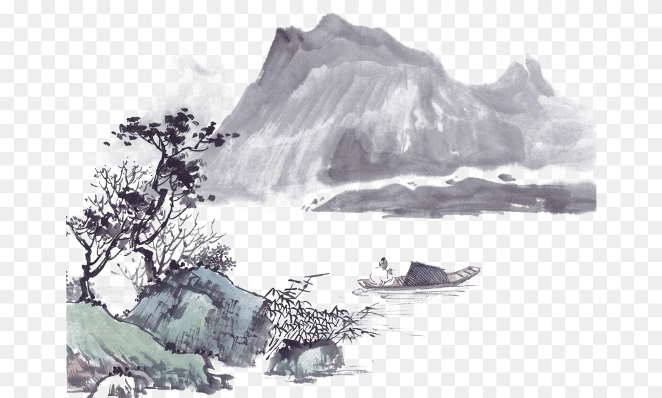 Asian Art Chinese Wallpaper Asian Art, Drawing, Person, Painting, Boat Free Transparent Png