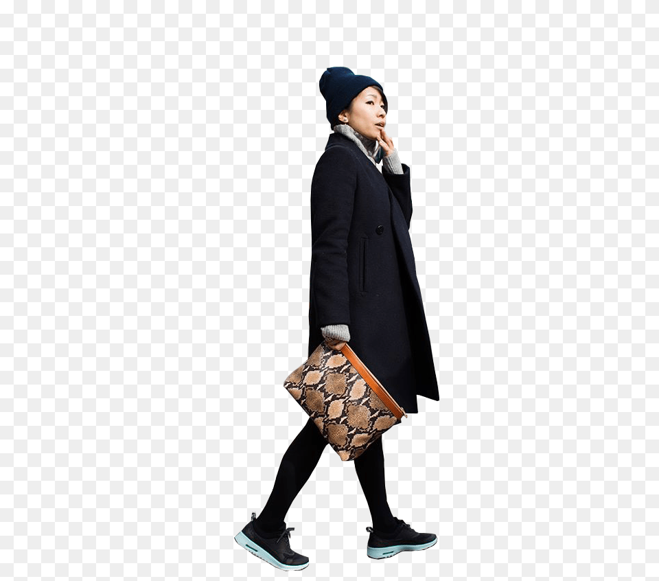 Asian Bag Lady People Walking Asian People Cut Out, Woman, Person, Female, Coat Free Png Download