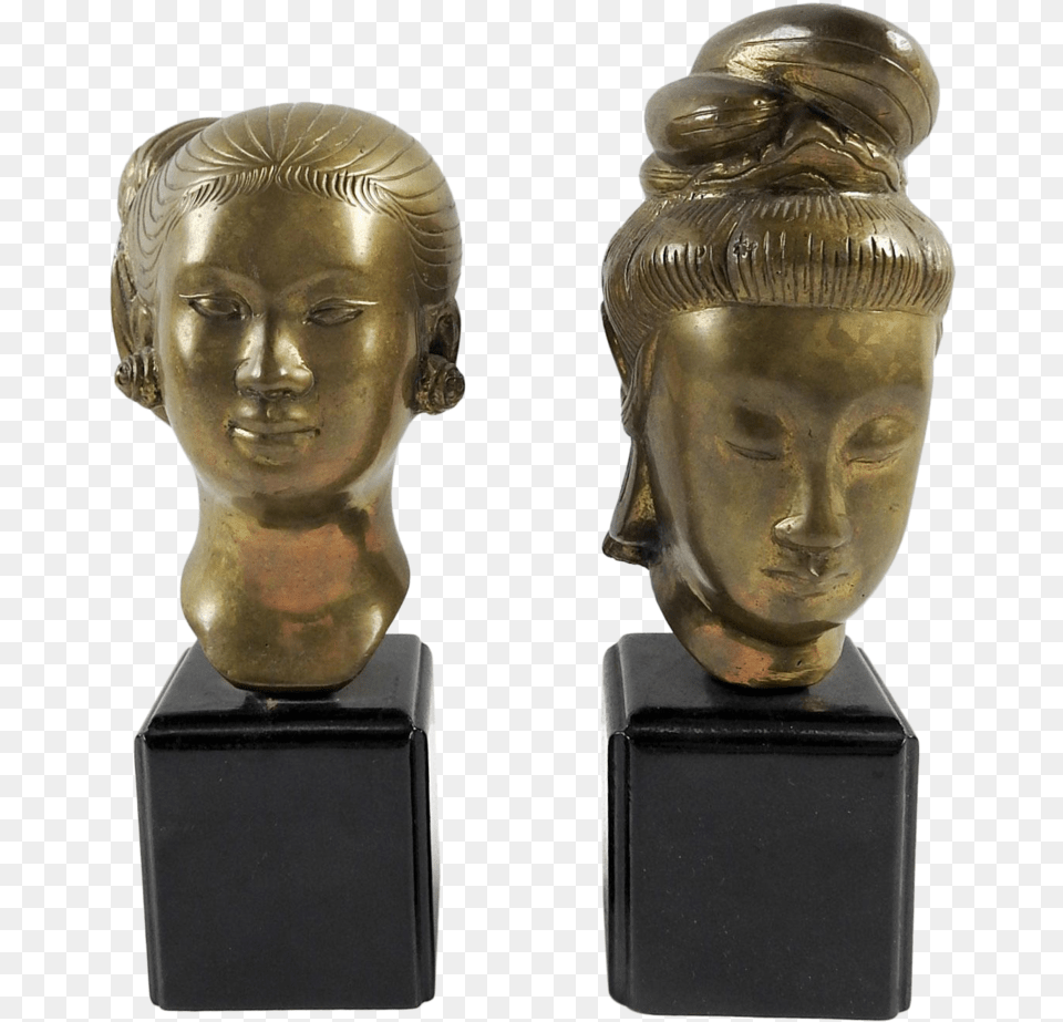 Asian Brass Sculpture Busts Bronze Sculpture, Face, Head, Person, Adult Free Transparent Png