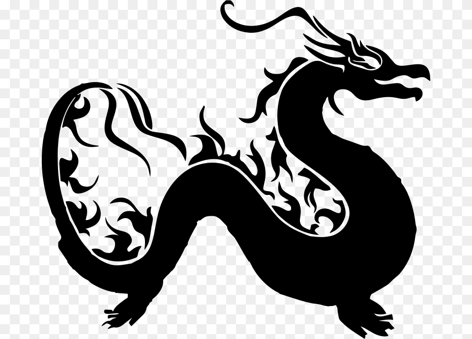 Asian Dragon Silhouette Clip Art For Dragon, Gray Free Transparent Png