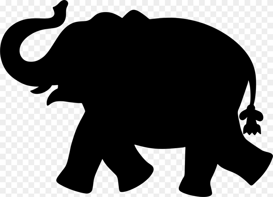 Asian Elephant African Elephant Elephants Silhouette Mastodon Free, Gray Png