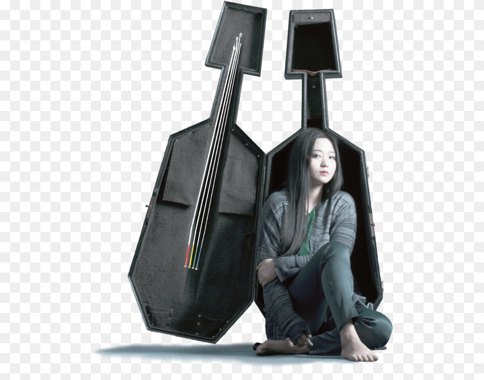 Asian Girl Sitting In A Cello Suitcase, Adult, Female, Person, Woman Free Png