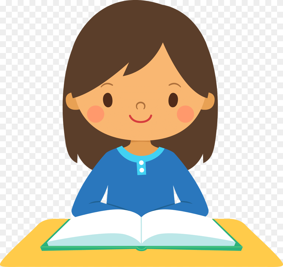 Asian Girl Student Clipart Student Clip Art Girl, Person, Reading, Book, Publication Png Image