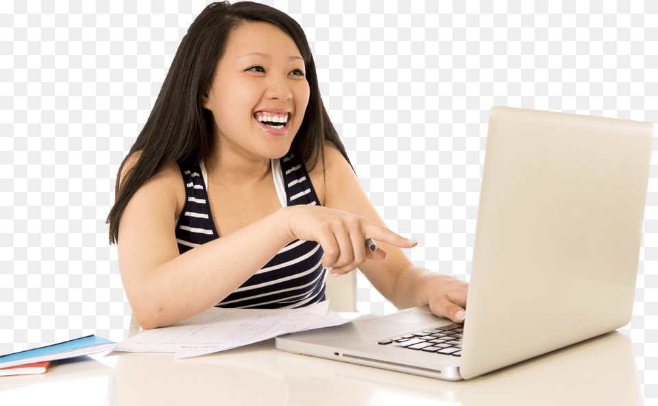 Asian Girl Using Laptop Free Transparent Png