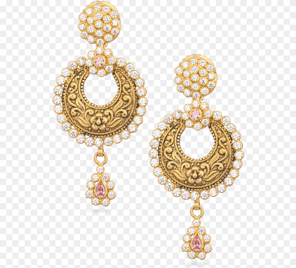Asian Gold Earrings Studded With Polki Stones Earrings, Accessories, Earring, Jewelry Free Transparent Png