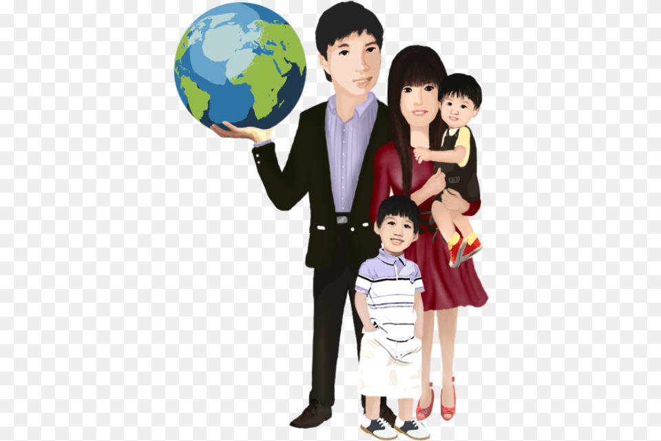 Asian Mom Asian Family Cartoon, Person, People, Boy, Child Free Png