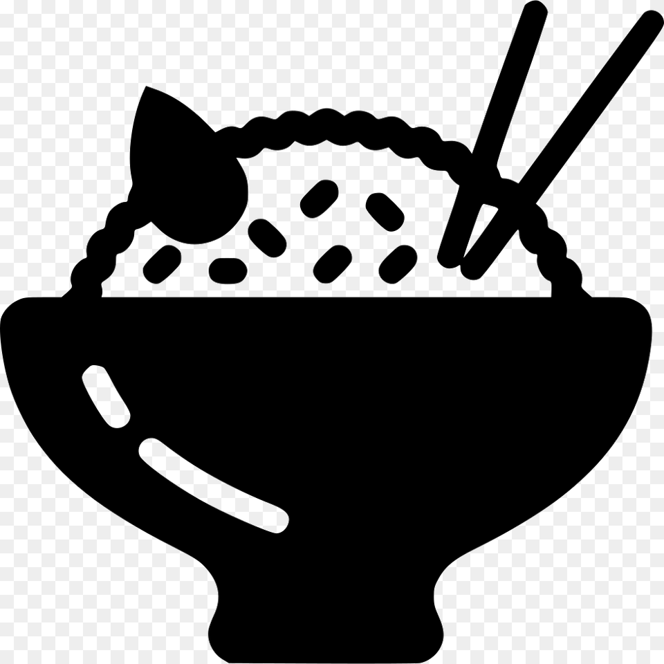 Asian Rice Fried Rice Black And White, Stencil, Cream, Dessert, Food Png