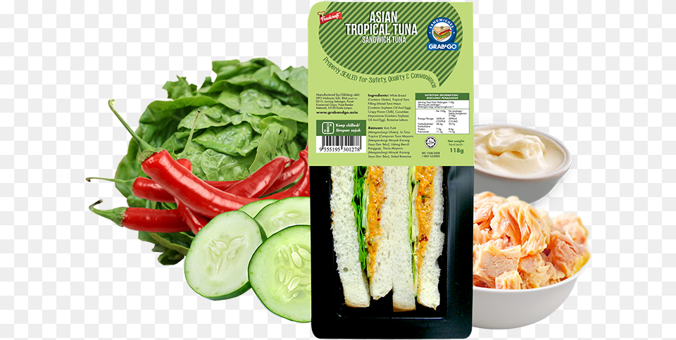 Asian Tropical Tuna Sandwich Grab And Go, Food, Lunch, Meal, Produce Free Transparent Png