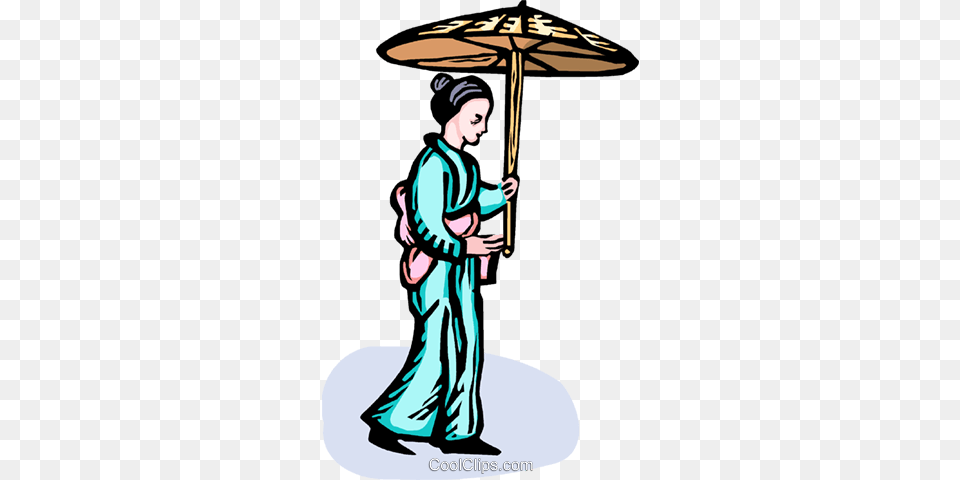 Asian Woman In A Kimono With An Umbrella Royalty Vector Clip, Formal Wear, Clothing, Dress, Fashion Free Transparent Png