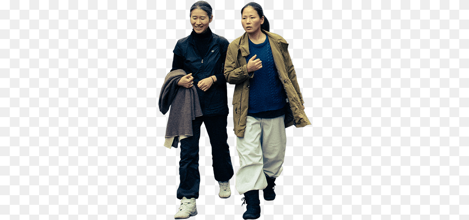 Asian Women Shopping Front View Asian People Walking, Sleeve, Pants, Long Sleeve, Jacket Free Transparent Png