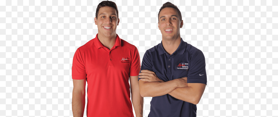 Ask Us How You Can Get A Free Furnace Today Polo Shirt, T-shirt, Clothing, Person, Man Png Image