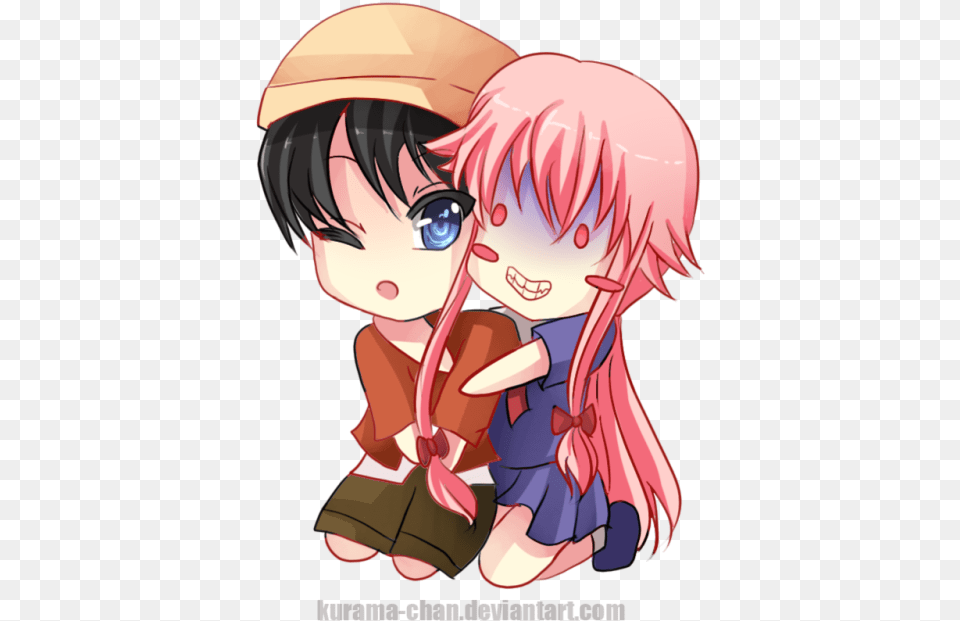 Askkury Chibi Yuno Gasai And Yukiteru Amano, Book, Comics, Publication, Adult Free Png Download