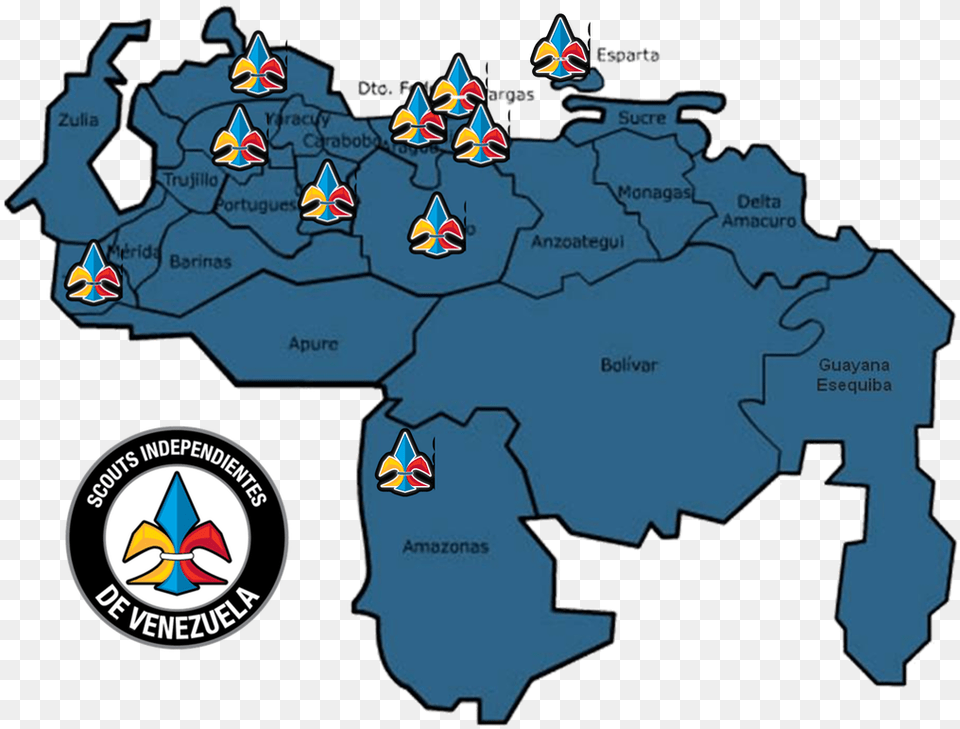 Asociacin Civil Scouts Independientes De Venezuela Estados Independientes De Venezuela, Chart, Plot, Map, Atlas Png Image
