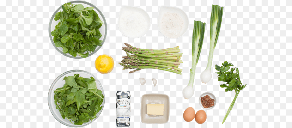 Asparagus Amp Spring Onion Tart With Arugula Amp Mache Salad, Food, Produce, Cutlery, Spoon Png