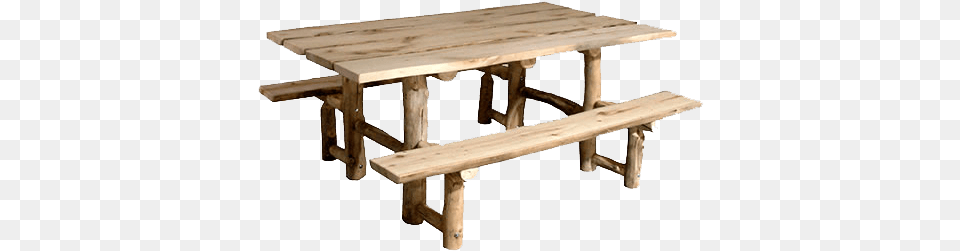 Aspen Log Picnic Table With Benches Picnic Table, Coffee Table, Dining Table, Furniture, Wood Png