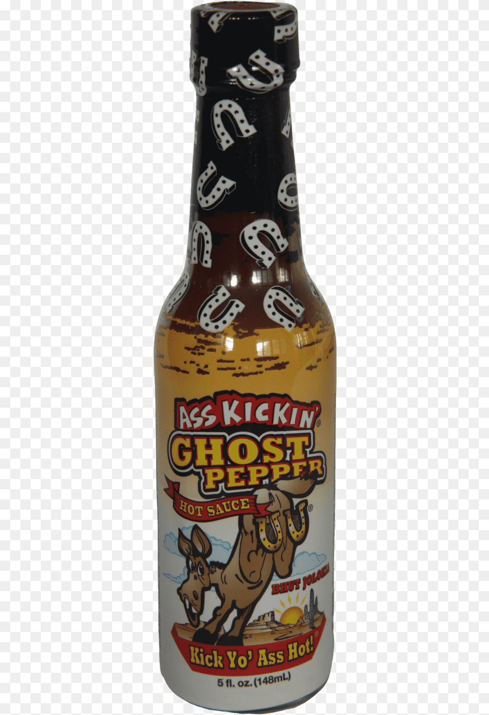 Ass Kickin Ghost Pepper Hot Sauce 148ml Beer Bottle, Alcohol, Beer Bottle, Beverage, Liquor Png Image