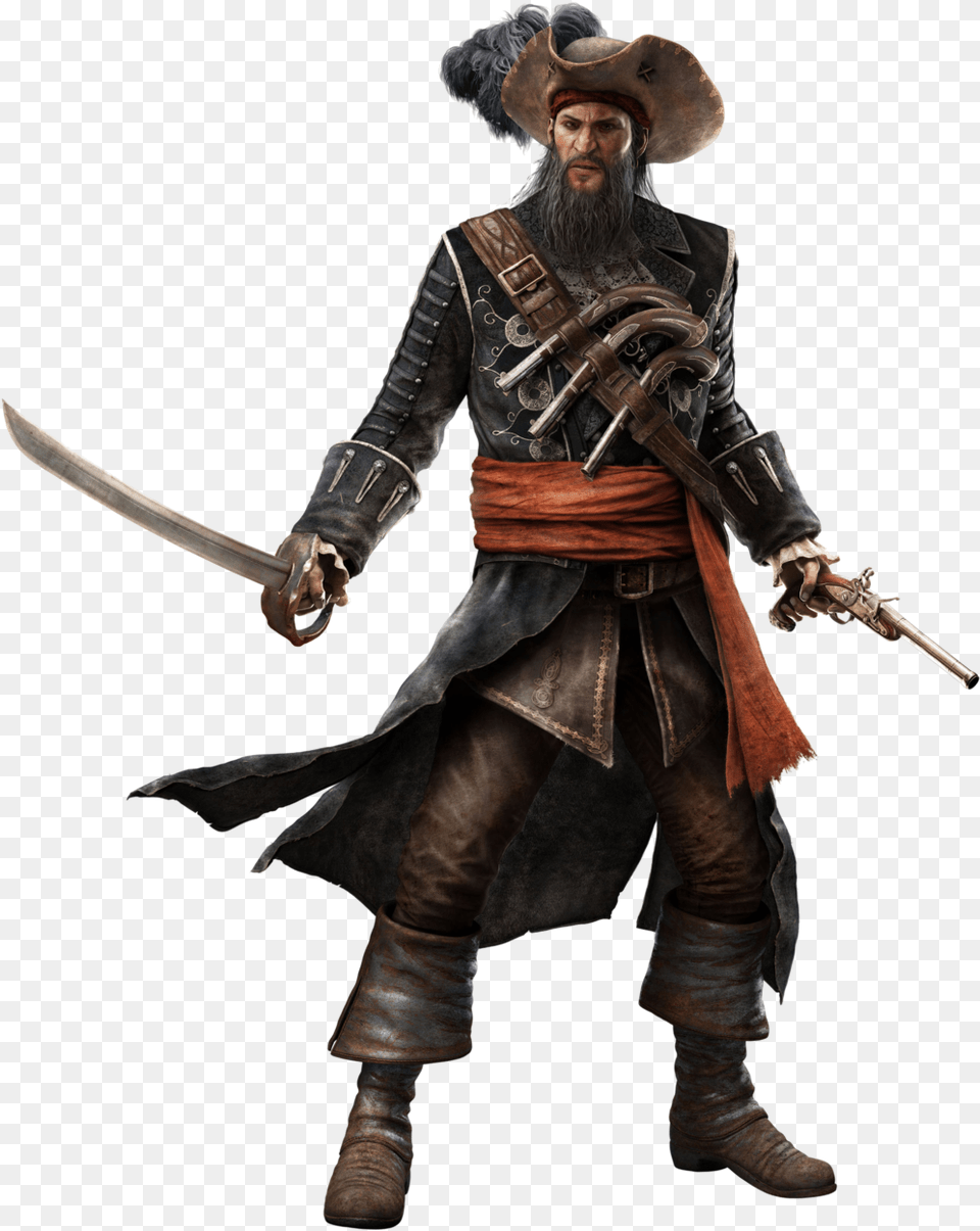 Assassins Creed Black Flag Barbanegra Clipart Edward Teach Assassin39s Creed, Sword, Weapon, Gun, Face Free Png