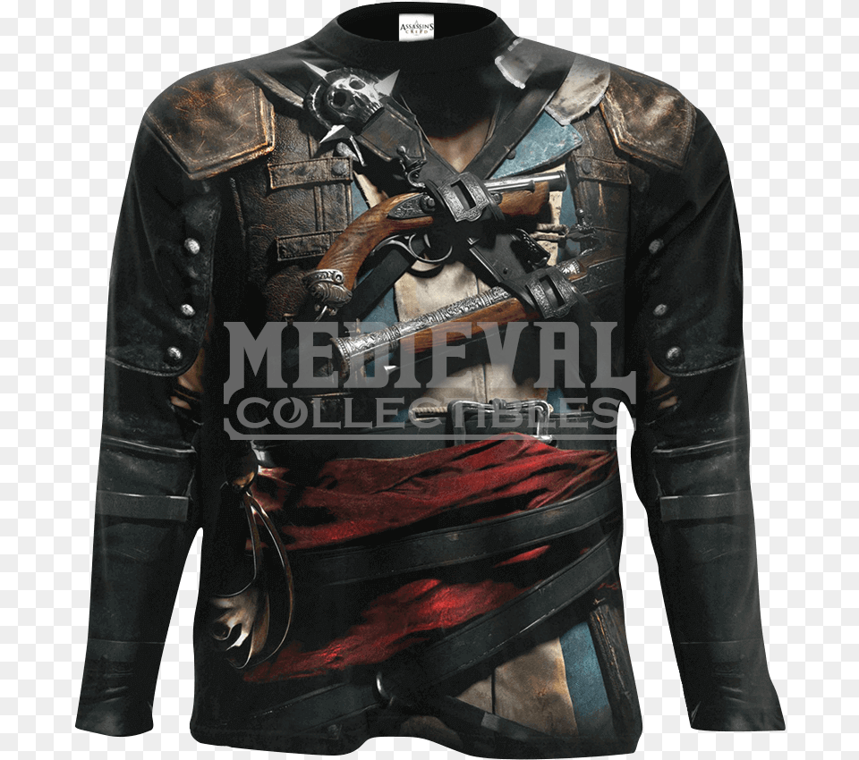 Assassins Creed Iv Black Flag Edward Uniform Long Sleeve Assassin39s Creed Black Flag T Shirt, Clothing, Coat, Jacket, Adult Free Transparent Png